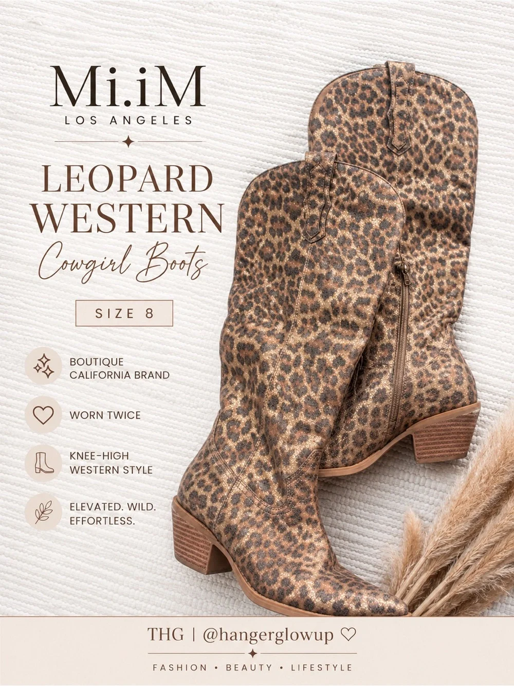 Mi.iM Los Angeles Leopard Western Cowgirl Boots Size 8